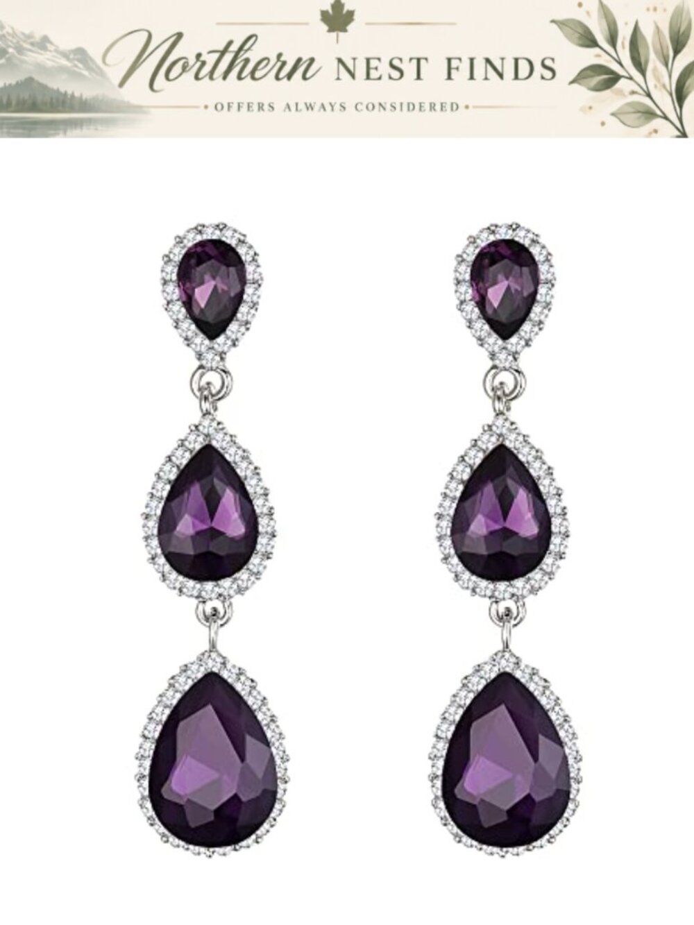 Teardrop Pear Shape Austrian Crystal Dangle Earrings Wedding Bridal Jewelry Gift